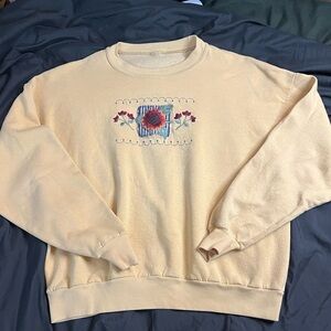 Yellow Sweater with Embroidered Design